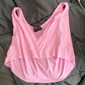 Pink crop top v neck